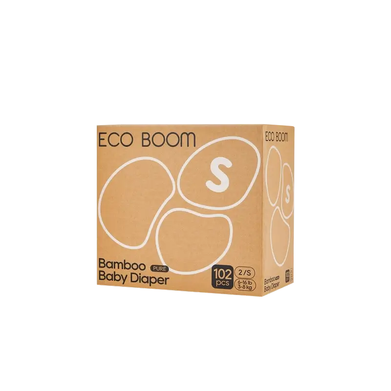 ECO BOOM PURE 100% natürliche Bambuswindeln - Größe 2/S (3-8 kg) - 102 Stück.