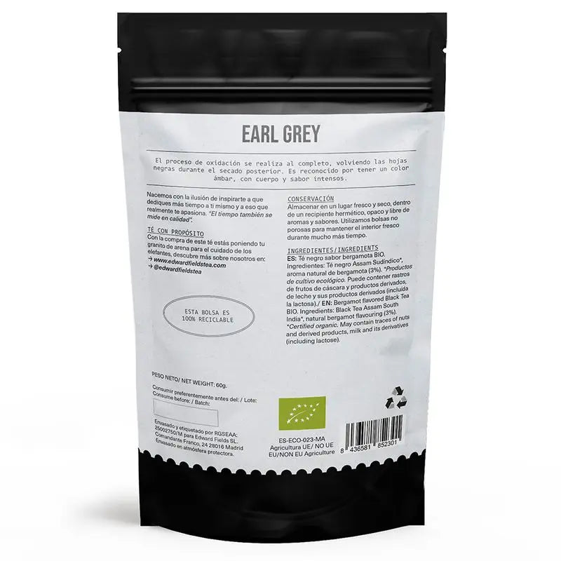 Edward Fields Tee Schwarzer Tee Earl Grey Bio Tee Bulk 30 Tassen , 60 Gramm