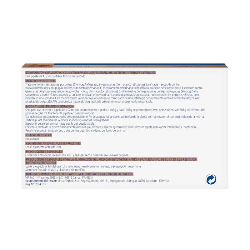 Effipro 402 Mg Spot-On Große Hunde +40Kg, 4 Pipetten