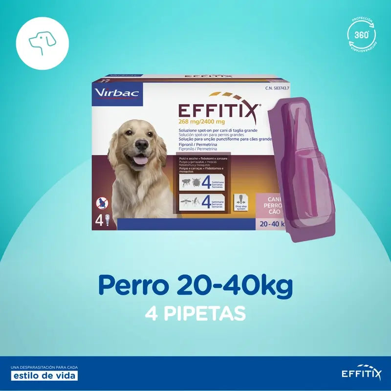 Effitix L Antiparasitikum Große Hunde 20-40 Kg, 4 Pipetten
