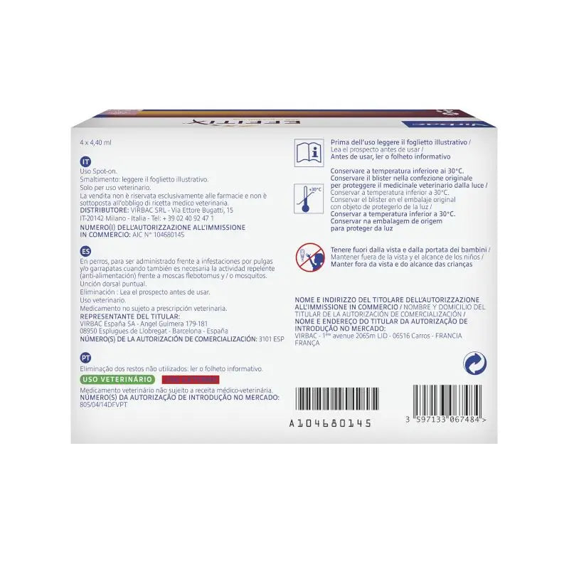 Effitix L Antiparasitikum Große Hunde 20-40 Kg, 4 Pipetten