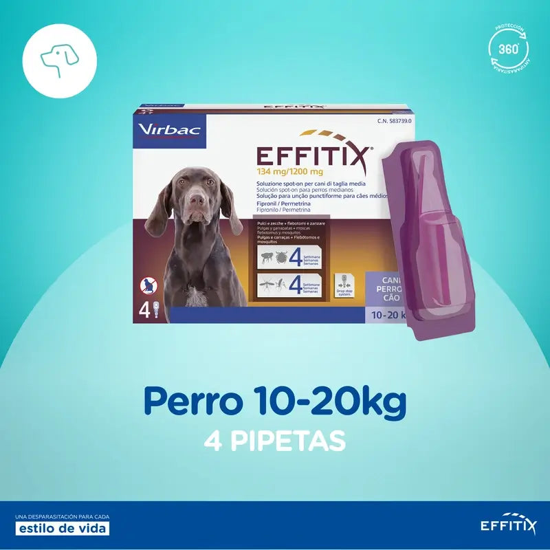 Effitix M Antiparasitikum Medium Hunde 10-20 Kg, 4 Pipetten