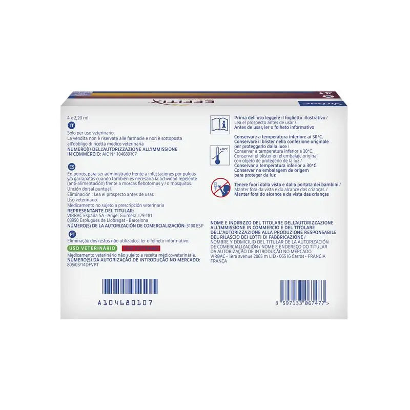 Effitix M Antiparasitikum Medium Hunde 10-20 Kg, 4 Pipetten