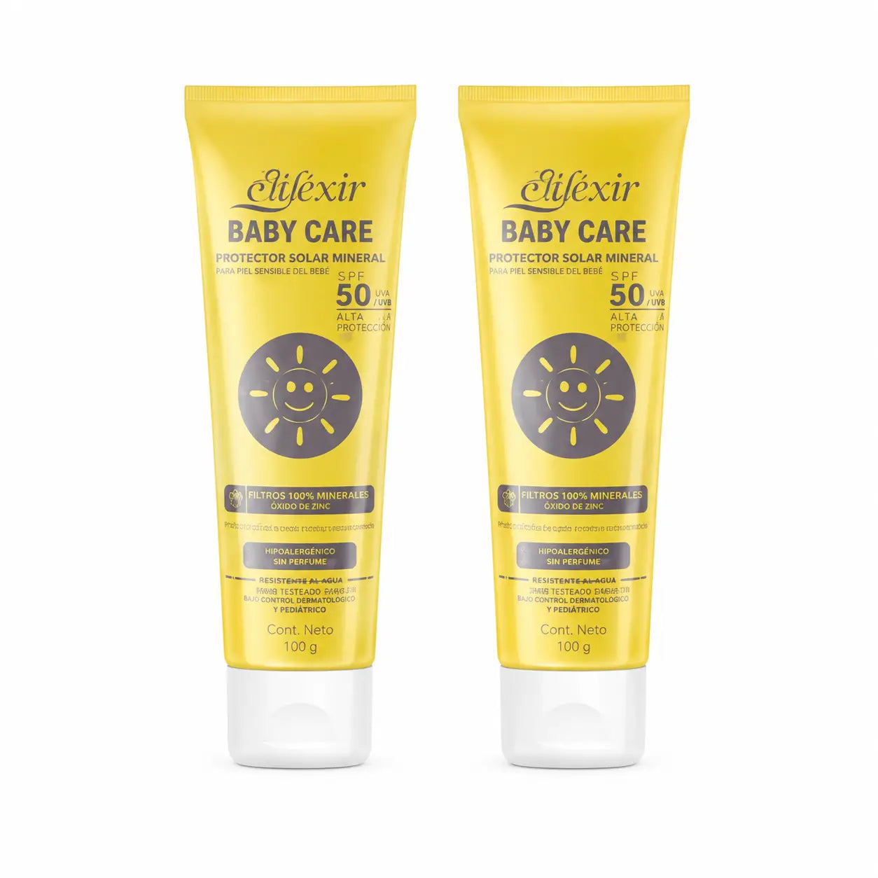 Elifexir Baby Care Mineral-Sonnencreme Schutz Spf+50 Empfindliche Haut 100Ml, 2er Pack