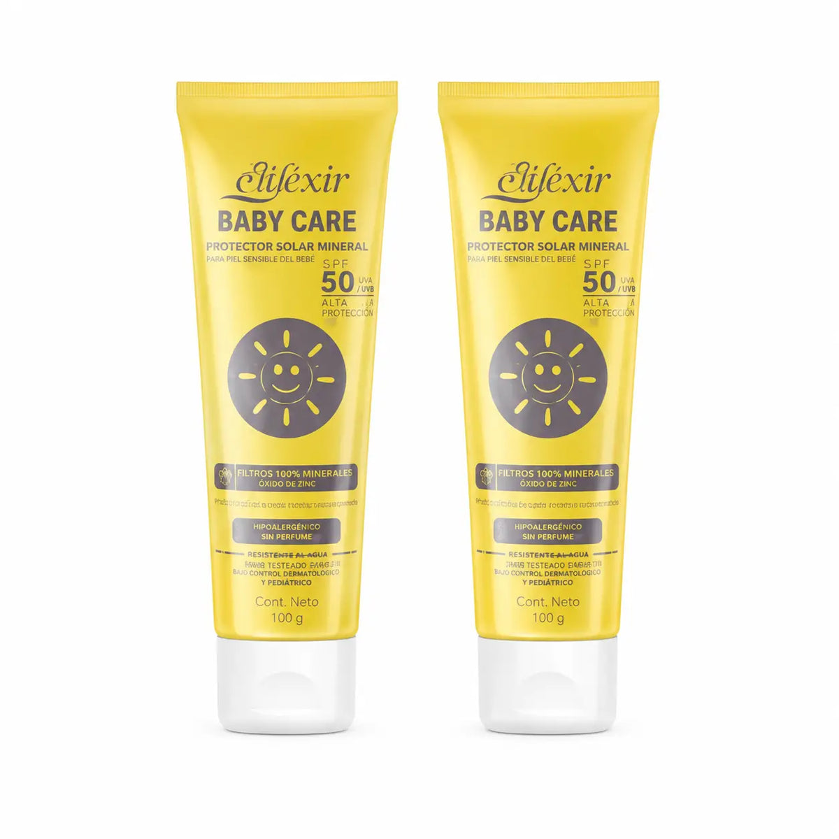 Elifexir Baby Care Mineral-Sonnencreme Schutz Spf+50 Empfindliche Haut 100Ml, 2er Pack
