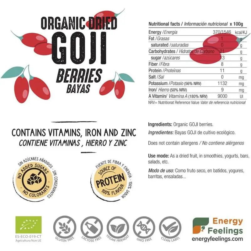 Energiegefühle Goji Beeren 1Kg. Öko-Veganer Sg