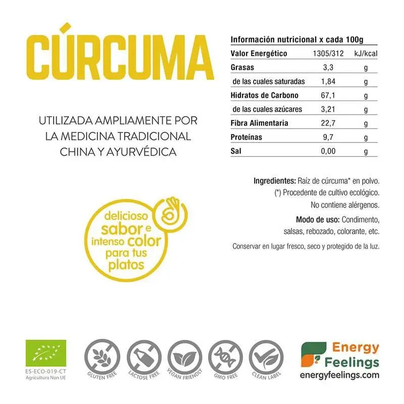 Energy Feelings Kurkuma Pulver 200Gr. ökologisch vegan Sg