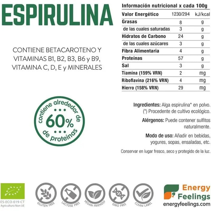 Energy Feelings Spirulina-Pulver 1Kg. Öko