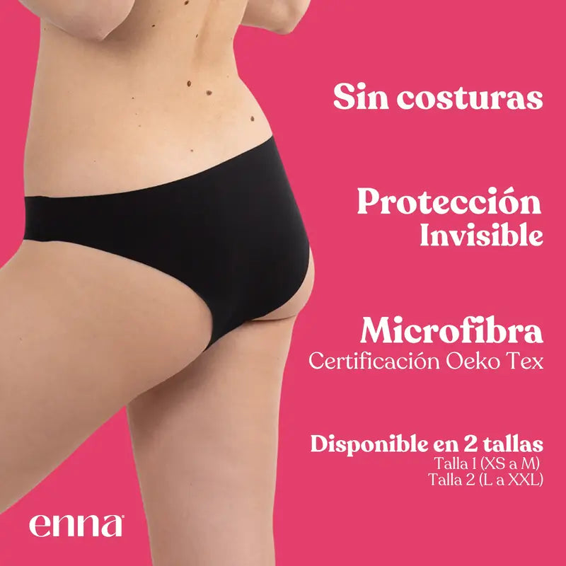 Enna Menstruationshöschen Free Cut Medium Flow Day Größe 2, Schwarz