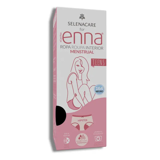 Enna Menstruationshöschen Teens Hipster - Medium Flow, 164 Cm, Schwarz