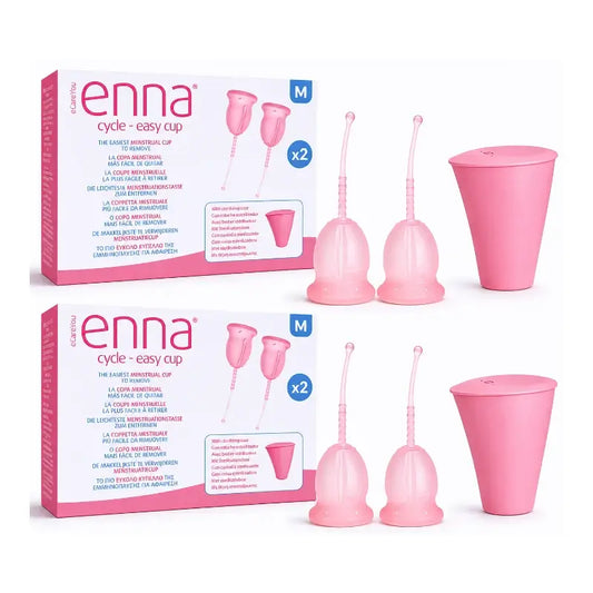 Enna Cycle Easy Menstrual Cup Size M, 2 Cups + Sterilised Box, Pack 2 pcs.