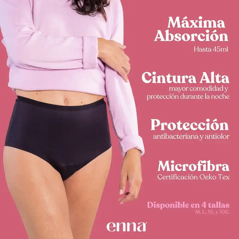 Enna Inkontinenz Damen High Waist 40 Ml, Größe M, Schwarz Pack 2 PCs