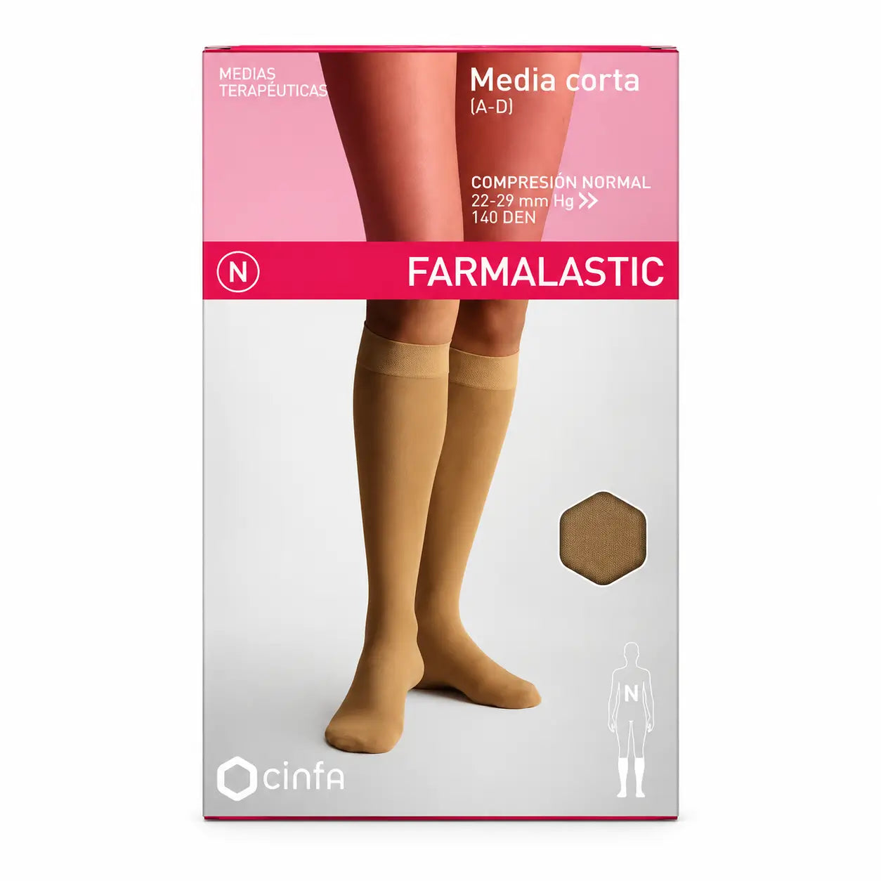 Farmalastic Kurzer Kompressionsstrumpf Normal Beige, Größe XL