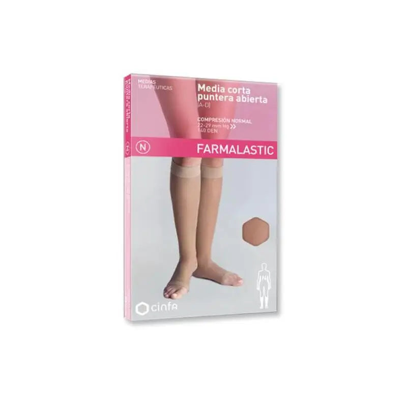 Farmalastic Short Normal Compression Stocking Open Toe Beige, Size M