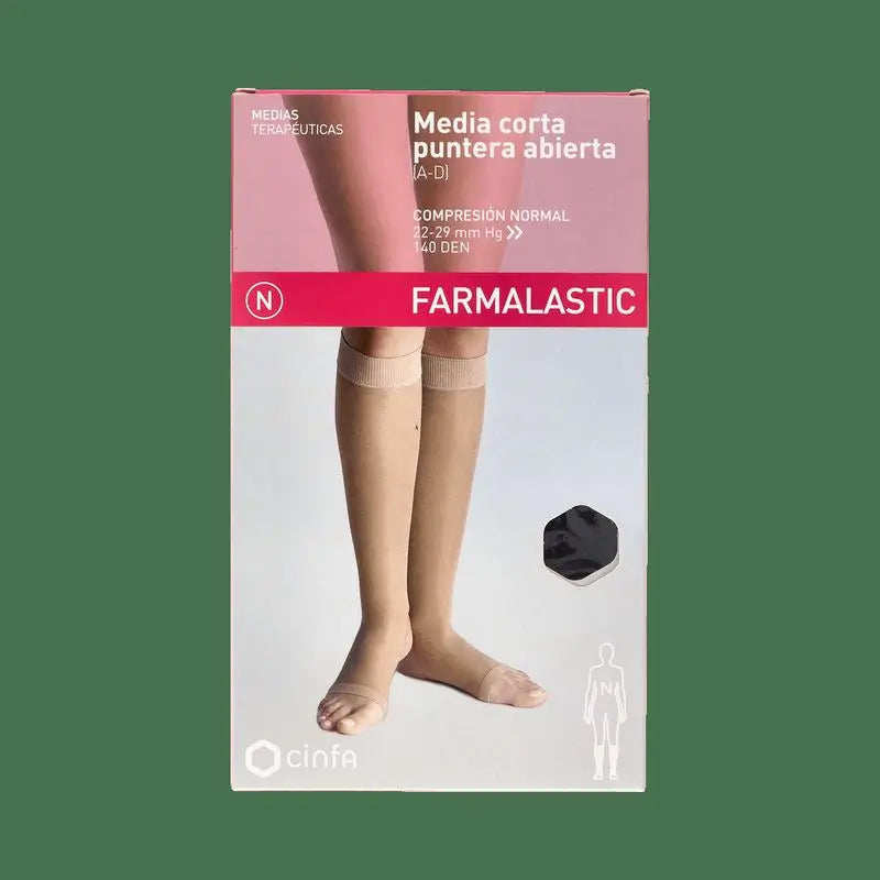 Farmalastic Compression Stocking Short Normal Open Toe Black Size XL