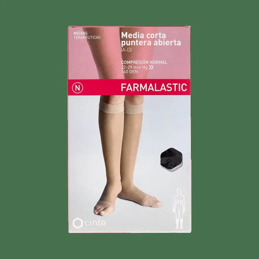 Farmalastic Compression Stocking Short Normal Open Toe Black Size M