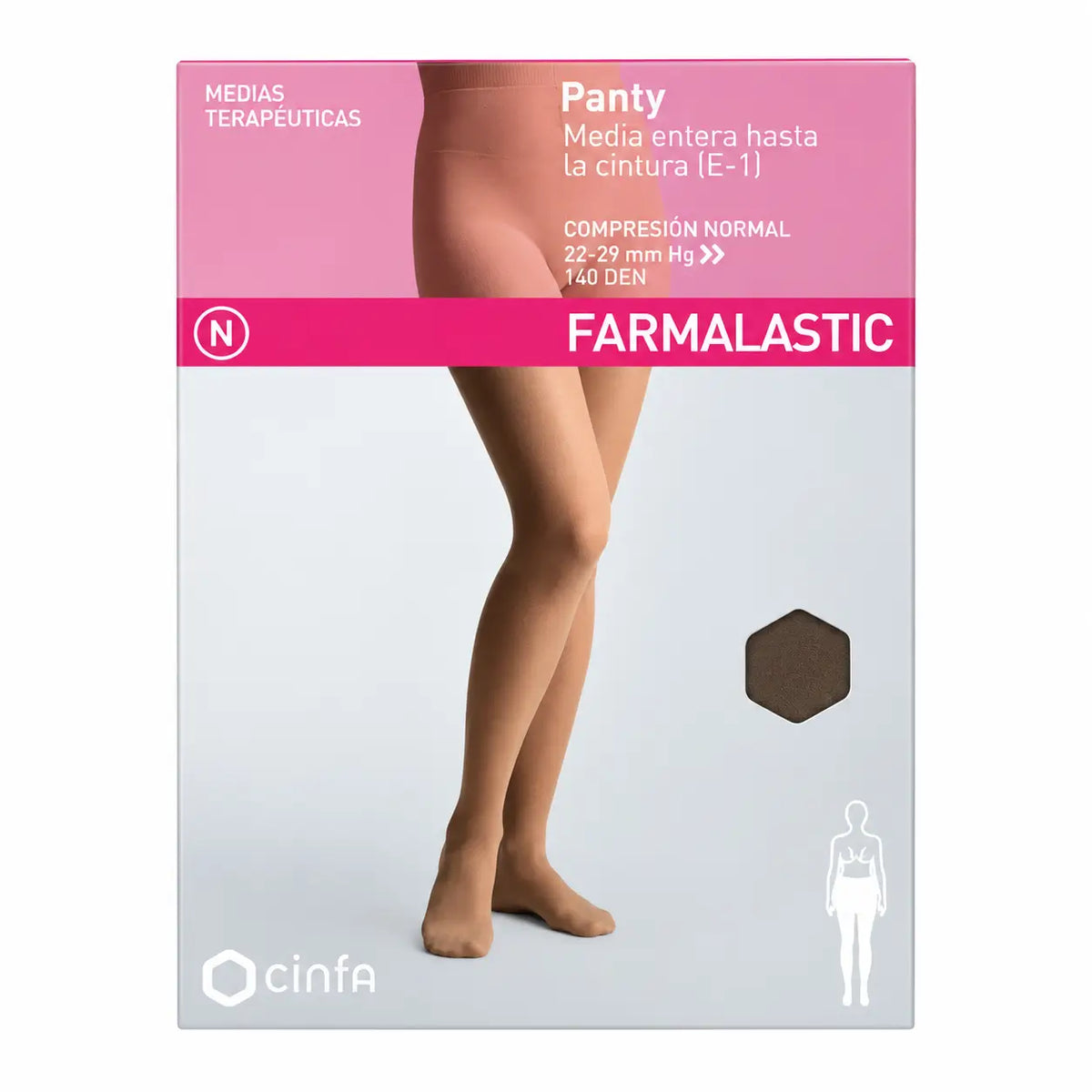 Farmalastic Kompressionsstrumpfhose Normal Compression Schwarz, Größe Small