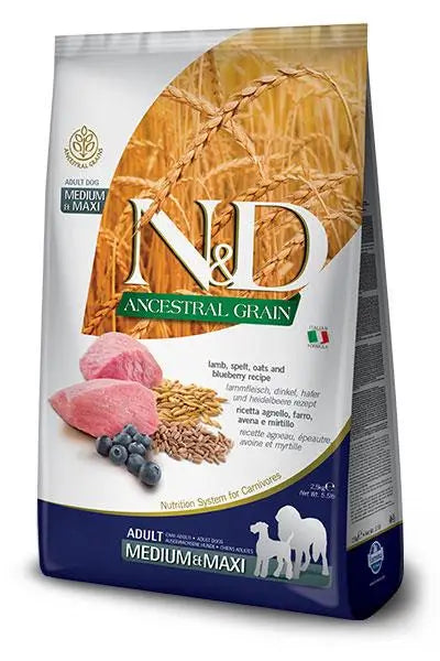 Farmina N&D Dog Ancestral Medium Maxi Lamb 12Kg, dog food for dogs