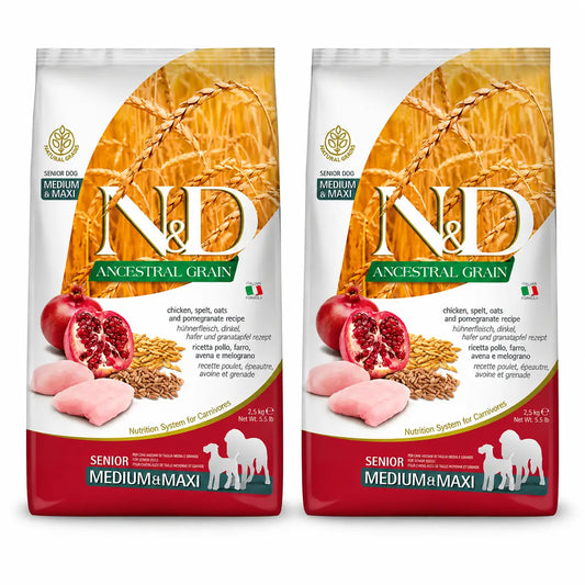 Farmina N&D Dog Ancestral Senior Medium Maxi 12Kg, Hundefutter, 2er-Pack