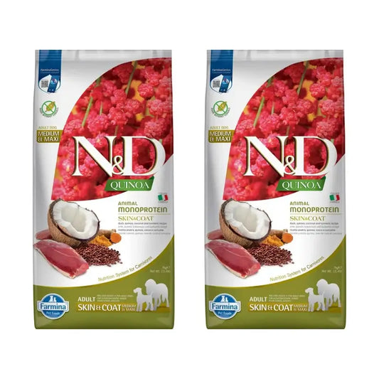 Farmina N&D Dog Quinoa Skin Coat Duck Med/Maxi 7Kg, Pack Of 2