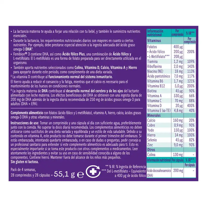 Femibion 3 Stillzeit-Schwangerschaft mit Folsäure und Vitaminen, 28 Tabletten