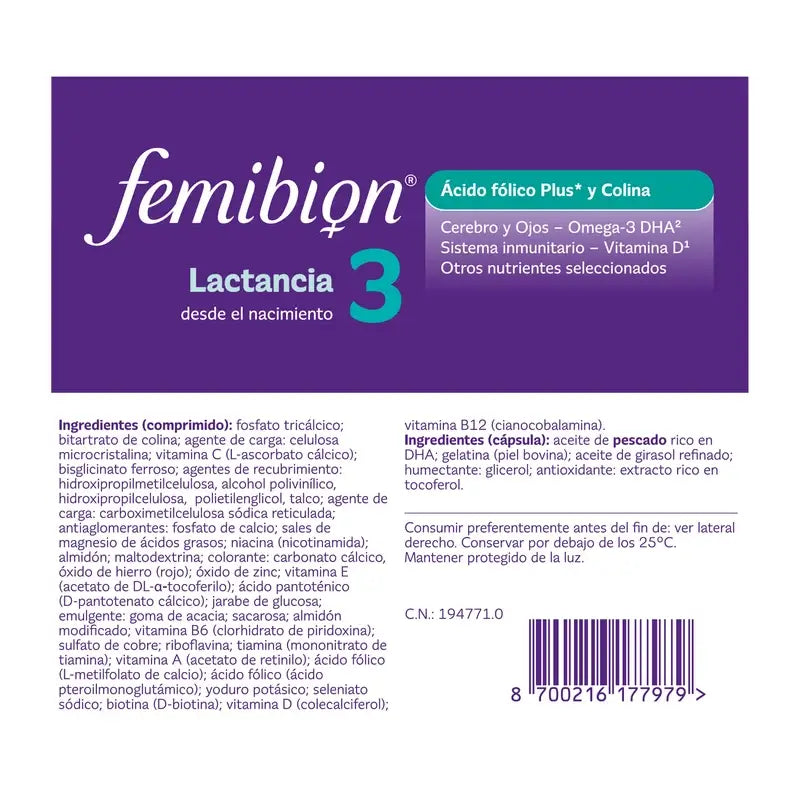 Femibion 3 Stillzeit-Schwangerschaft mit Folsäure und Vitaminen, 28 Tabletten
