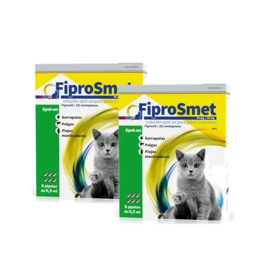 Fiprosmet für Katzen und Frettchen – Packung mit 2 x 6 Pipetten à 0,5 ml