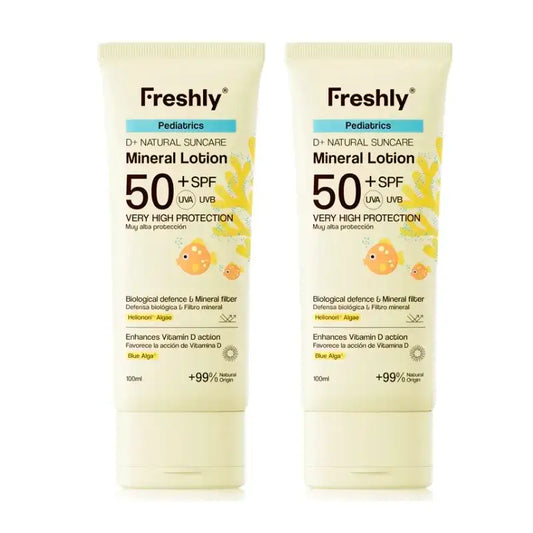 Freshly Pediatrics D+ Natural Suncare Mineral Lotion Spf50, 2 x 100 ml Packung