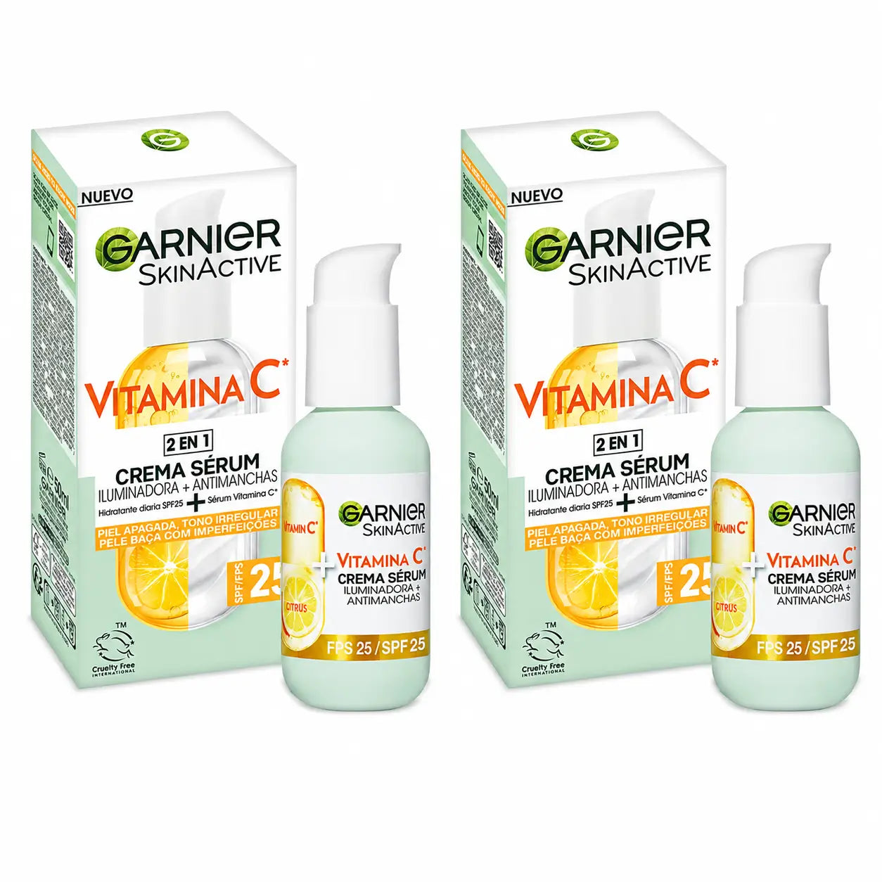 Garnier Serum Creme mit Spf 25. hochkonzentriertes Serum mit Vitamin C und Sonnenschutz, 50 ml, Packung 2