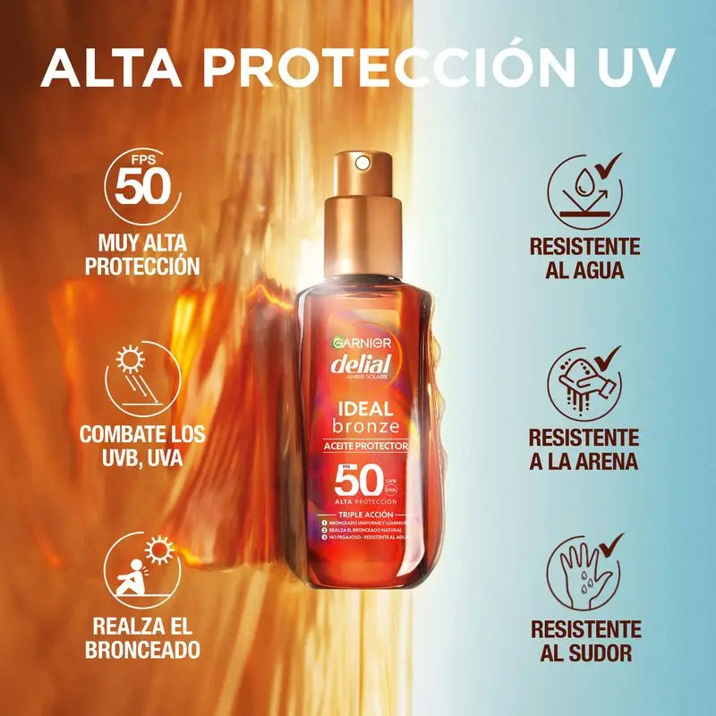 Garnier Delial Ideal Bronze Schutzöl Fps 50 Für eine gleichmäßige und leuchtende Bräune - 150Ml