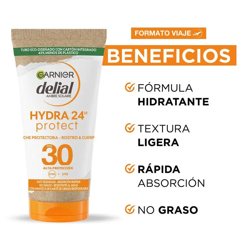 Garnier Delial Delial Schutzmilch Spf 30 Hydra 24 Protect, wasserabweisende & feuchtigkeitsspendende Formel mit Shea Butter