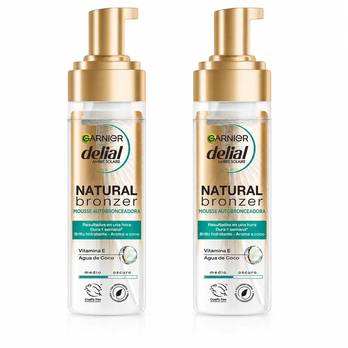 Garnier Delial Selbstbräunungs-Mousse mit feuchtigkeitsspendendem Kokosnusswasser 200 ml, Packung 2