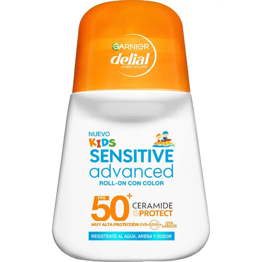 Garnier Delial Delial Sensitive Advanced Kids Roll-On mit Farbe Fps 50+, 50 ml