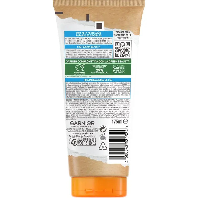 Garnier Delial Sensitive Advanced Sunscreen Milk für helle, empfindliche und sonnenunverträgliche Haut Ip50+ - 175 Ml.