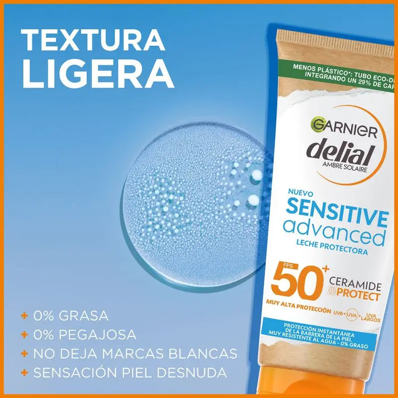 Garnier Delial Sensitive Advanced Sunscreen Milk für helle, empfindliche und sonnenunverträgliche Haut Ip50+ - 175 Ml.