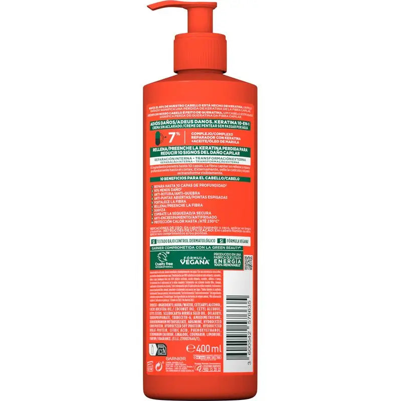 Garnier Fructis 10-In-1 Leave-In Creme mit Marula-Öl für geschädigtes Haar 400Ml