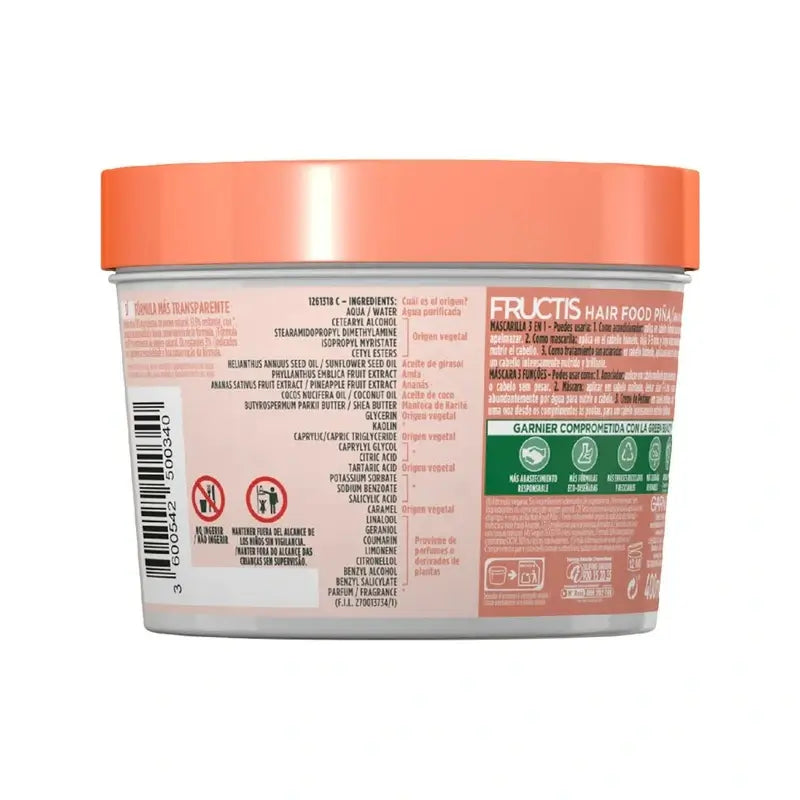 GarnierFructis Hair Food Ananas 3 in 1 Anti-Bruch-Maske 400 ml für langes, brüchiges Haar