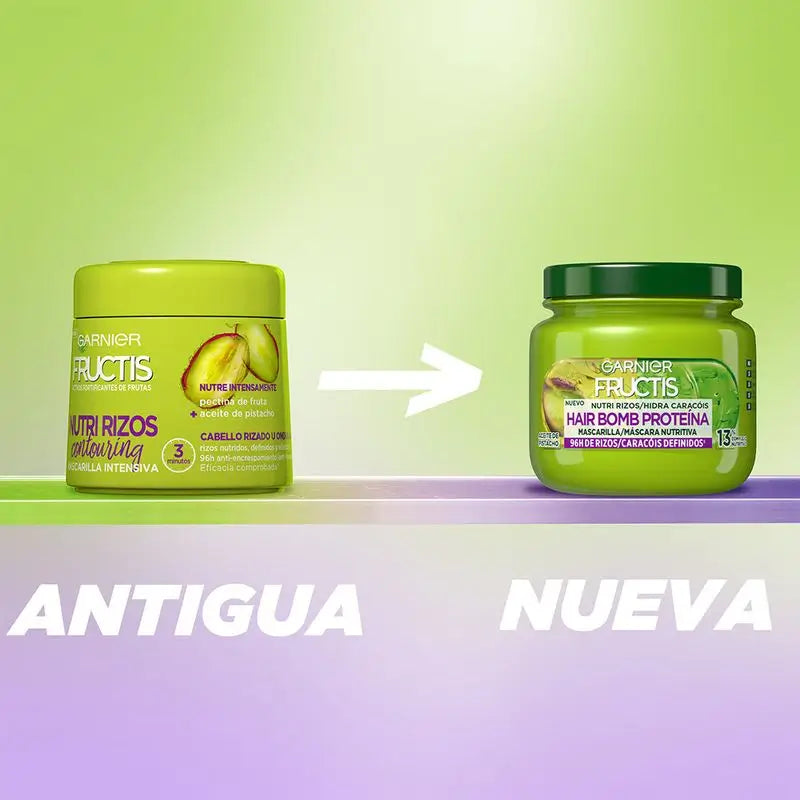 Garnier Fructis Nutri Curls Hair Bomb Protein-Nährende Haarmaske mit Pistazienöl 320 ml.