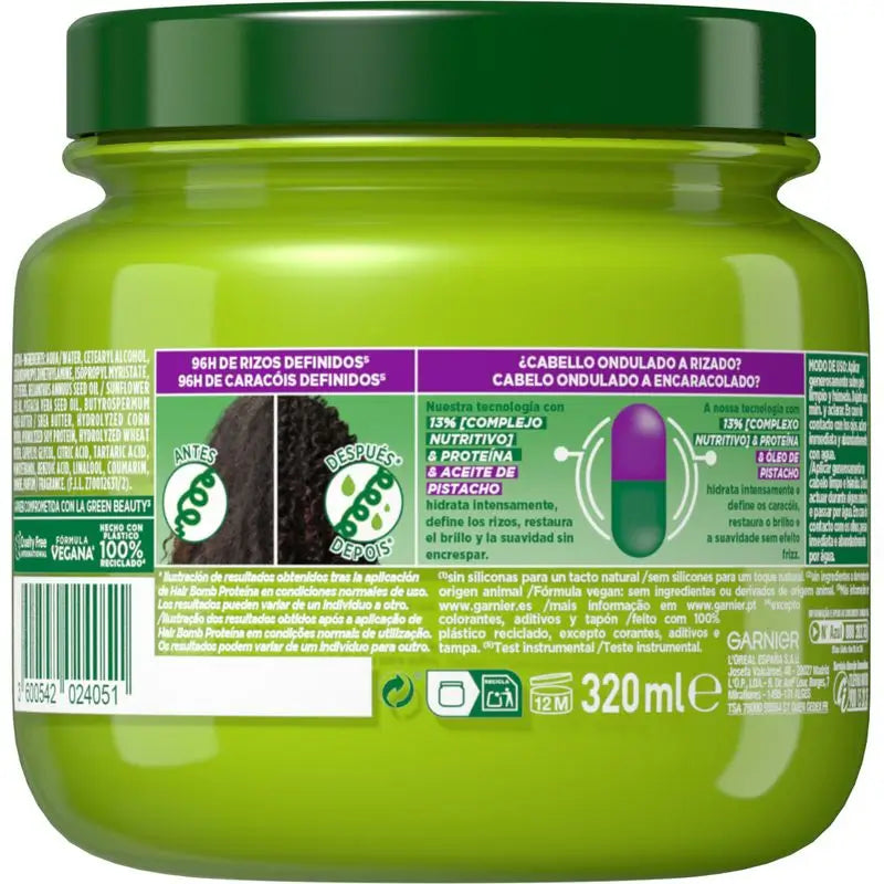 Garnier Fructis Nutri Curls Hair Bomb Protein-Nährende Haarmaske mit Pistazienöl 320 ml.