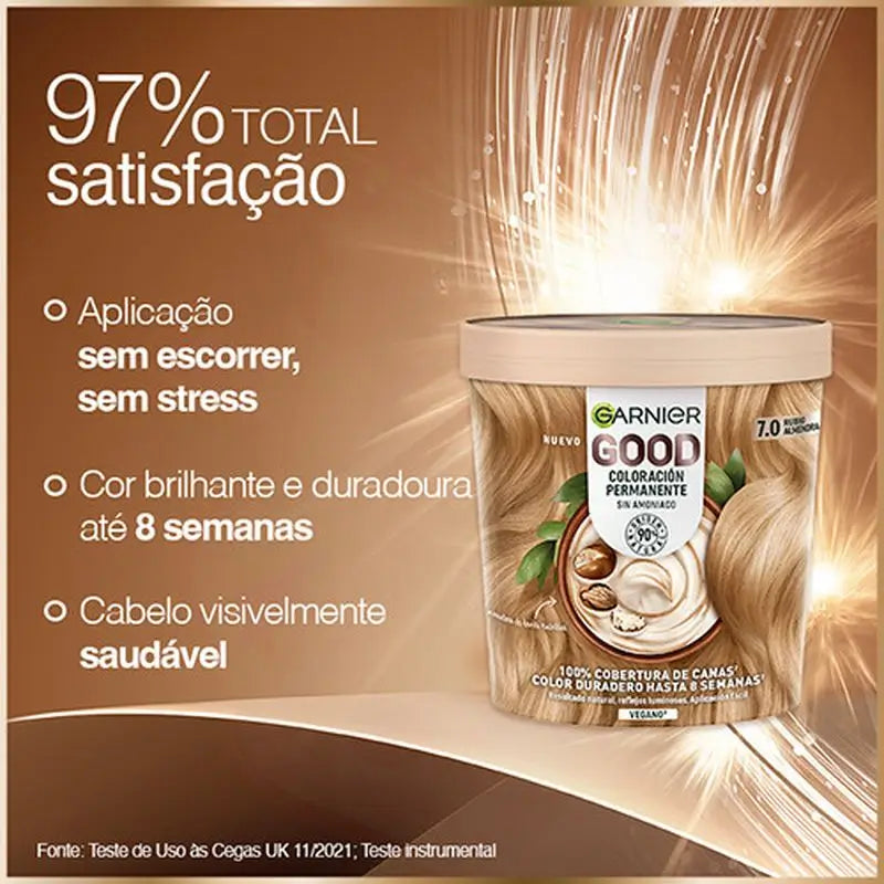 Garnier Good Permanent Colouring Ammoniakfrei, 90% natürlichen Ursprungs Farbton 7.0 Mandelblond.
