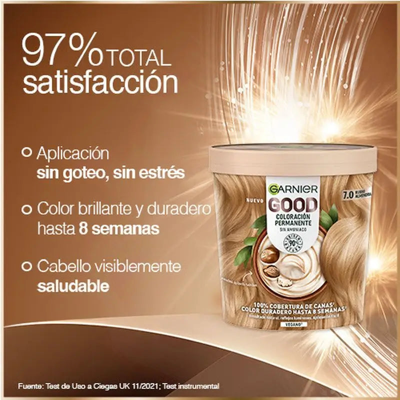 Garnier Good Permanent Colouring Ammoniakfrei, 90% natürlichen Ursprungs Farbton 7.0 Mandelblond.
