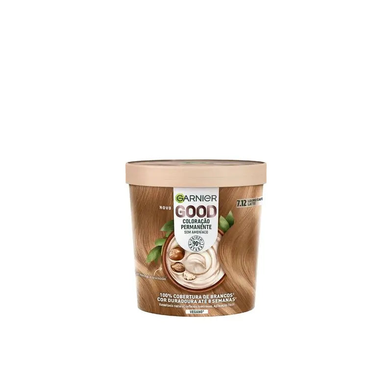 Garnier Good Permanent Colouring Ammoniakfrei, 90% natürlichen Ursprungs Farbton 7.12 Café Latte Blonde.