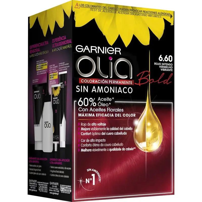 Garnier Olia permanente Färbung Ammoniak frei, angenehm duftend mit natürlichen Blumenölen - Bold Deep Red 6.60