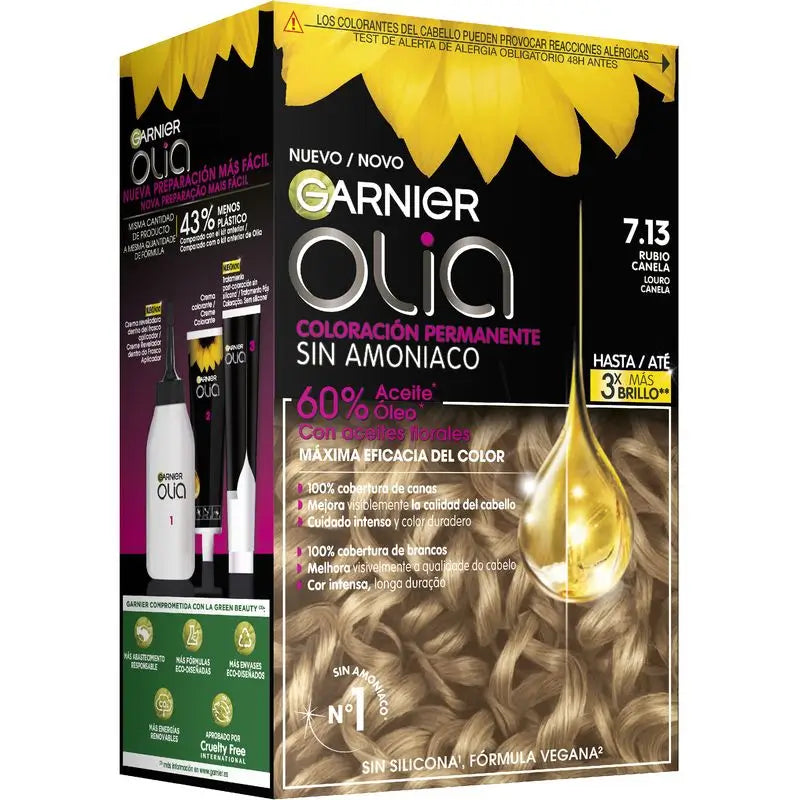 Garnier Olia Permanent Colouring Ammoniakfrei, angenehm duftend mit natürlichen Blumenölen - Zimtblond 7.13