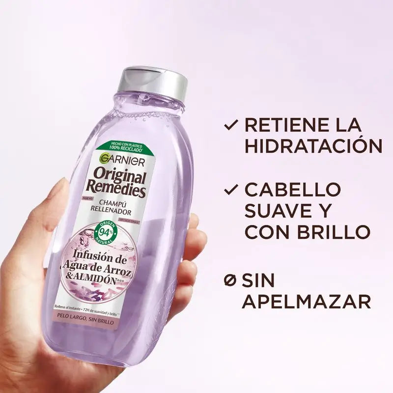 Garnier Original Remedies Rice Water Infused Replenishing Shampoo für langes, glanzloses Haar