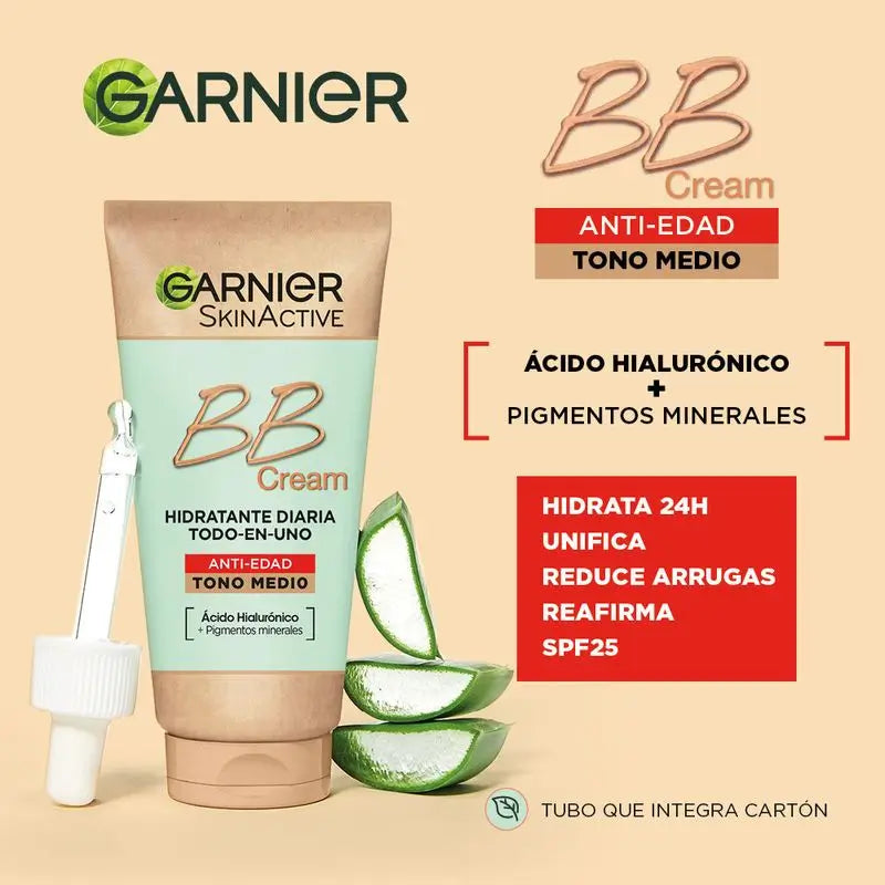 Garnier Skinactive Bb Cream Anti Age Medium Tone. All In One Feuchtigkeitscreme mit Farbe Spf15, 50Ml