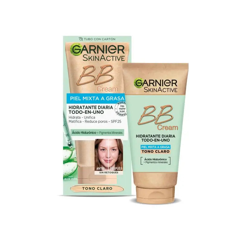 Garnier Skinactive Mattifying Bb Cream For Combination To Oily Skin Light Tone. All In One Feuchtigkeitscreme mit Farbe Spf 25, 50Ml