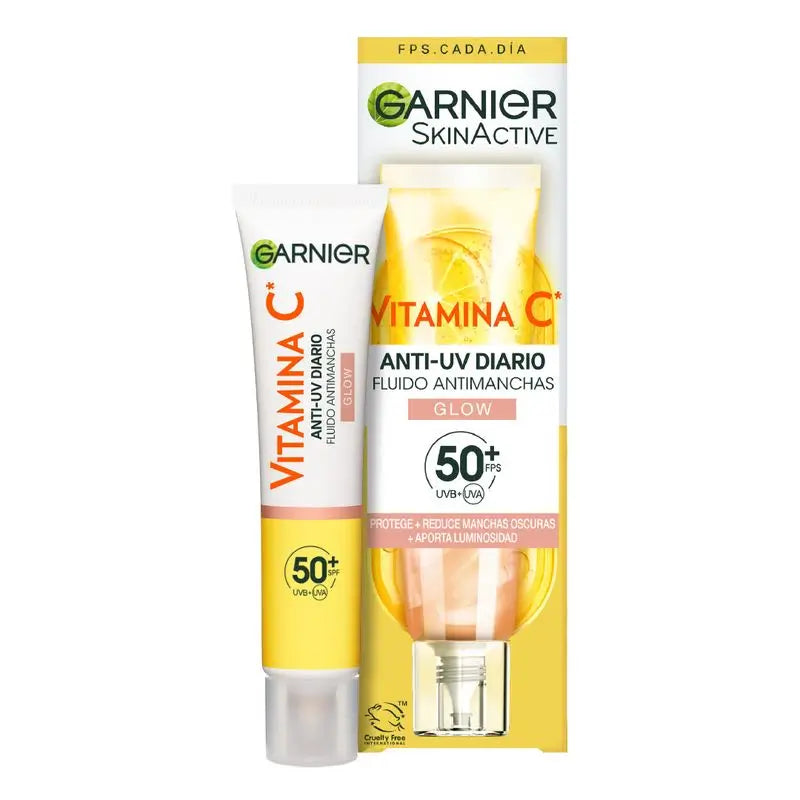 Garnier Vitamin C Flüssigkeit Anti-Uv Anti-Fleck täglicher Glow-Effekt Fps50+, 40 Ml