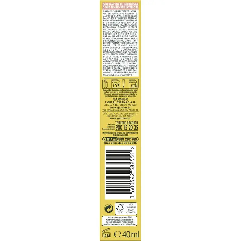 Garnier Vitamin C Flüssigkeit Anti-Uv Anti-Fleck täglicher Glow-Effekt Fps50+, 40 Ml