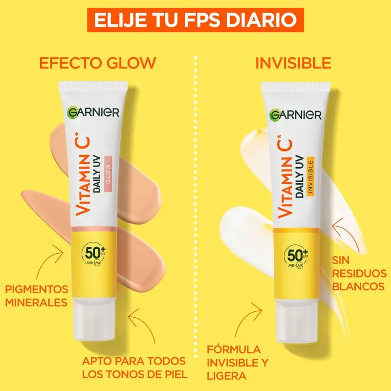 Garnier Vitamin C Flüssigkeit Anti-Uv Anti-Fleck täglicher Glow-Effekt Fps50+, 40 Ml